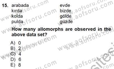 Türkçe Ses Ve Biçim Bilgisi Dersi 2012 - 2013 Yılı (Final) Dönem Sonu Sınav Soruları 15. Soru