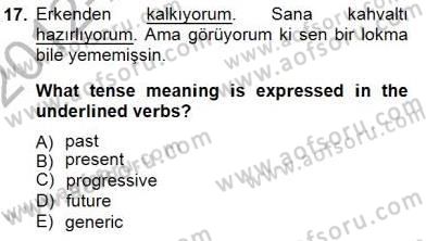 Türkçe Ses Ve Biçim Bilgisi Dersi 2012 - 2013 Yılı (Final) Dönem Sonu Sınav Soruları 17. Soru