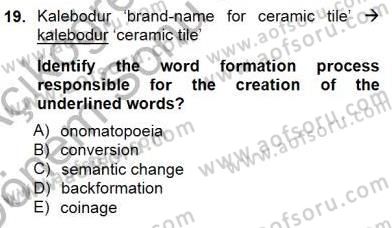 Türkçe Ses Ve Biçim Bilgisi Dersi 2012 - 2013 Yılı (Final) Dönem Sonu Sınav Soruları 19. Soru
