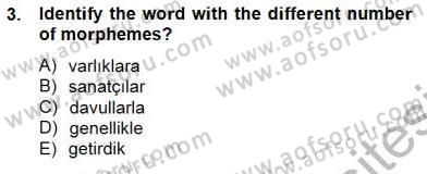 Türkçe Ses Ve Biçim Bilgisi Dersi 2012 - 2013 Yılı (Final) Dönem Sonu Sınav Soruları 3. Soru