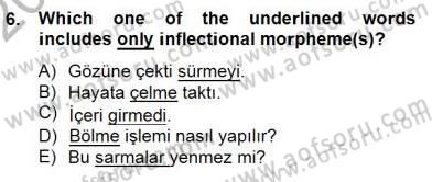Türkçe Ses Ve Biçim Bilgisi Dersi 2012 - 2013 Yılı (Final) Dönem Sonu Sınav Soruları 6. Soru