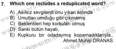 Türkçe Ses Ve Biçim Bilgisi Dersi 2012 - 2013 Yılı (Final) Dönem Sonu Sınav Soruları 7. Soru