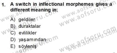 Türkçe Ses Ve Biçim Bilgisi Dersi 2013 - 2014 Yılı (Final) Dönem Sonu Sınav Soruları 1. Soru