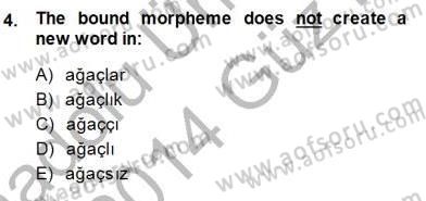 Türkçe Ses Ve Biçim Bilgisi Dersi 2013 - 2014 Yılı (Final) Dönem Sonu Sınav Soruları 4. Soru