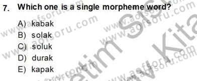 Türkçe Ses Ve Biçim Bilgisi Dersi 2013 - 2014 Yılı (Final) Dönem Sonu Sınav Soruları 7. Soru