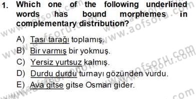 Türkçe Ses Ve Biçim Bilgisi Dersi 2013 - 2014 Yılı Tek Ders Sınav Soruları 1. Soru