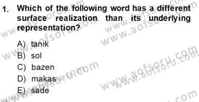 Türkçe Ses Ve Biçim Bilgisi Dersi Ara Sınavı Deneme Sınav Soruları 1. Soru