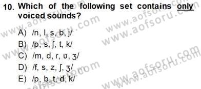 Türkçe Ses Ve Biçim Bilgisi Dersi Ara Sınavı Deneme Sınav Soruları 10. Soru