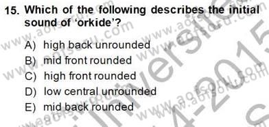 Türkçe Ses Ve Biçim Bilgisi Dersi Ara Sınavı Deneme Sınav Soruları 15. Soru