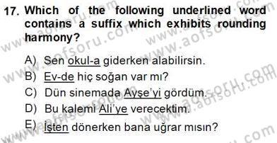 Türkçe Ses Ve Biçim Bilgisi Dersi Ara Sınavı Deneme Sınav Soruları 17. Soru