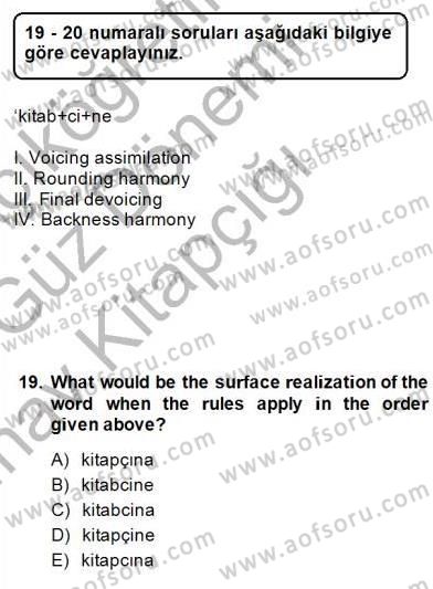 Türkçe Ses Ve Biçim Bilgisi Dersi Ara Sınavı Deneme Sınav Soruları 19. Soru