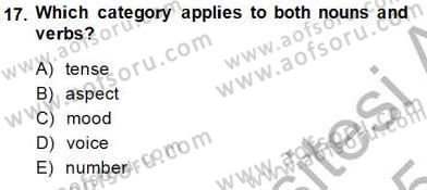 Türkçe Ses Ve Biçim Bilgisi Dersi 2014 - 2015 Yılı (Final) Dönem Sonu Sınav Soruları 17. Soru