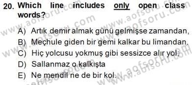 Türkçe Ses Ve Biçim Bilgisi Dersi 2014 - 2015 Yılı (Final) Dönem Sonu Sınav Soruları 20. Soru