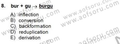 Türkçe Ses Ve Biçim Bilgisi Dersi 2014 - 2015 Yılı (Final) Dönem Sonu Sınav Soruları 8. Soru