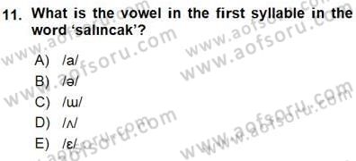 Türkçe Ses Ve Biçim Bilgisi Dersi Ara Sınavı Deneme Sınav Soruları 11. Soru