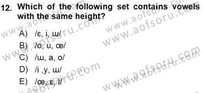 Türkçe Ses Ve Biçim Bilgisi Dersi Ara Sınavı Deneme Sınav Soruları 12. Soru