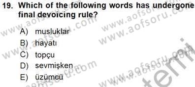Türkçe Ses Ve Biçim Bilgisi Dersi Ara Sınavı Deneme Sınav Soruları 19. Soru