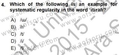 Türkçe Ses Ve Biçim Bilgisi Dersi Ara Sınavı Deneme Sınav Soruları 4. Soru