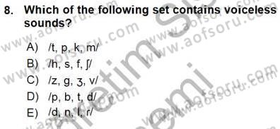 Türkçe Ses Ve Biçim Bilgisi Dersi Ara Sınavı Deneme Sınav Soruları 8. Soru