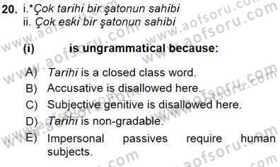 Türkçe Ses Ve Biçim Bilgisi Dersi 2015 - 2016 Yılı (Final) Dönem Sonu Sınav Soruları 20. Soru