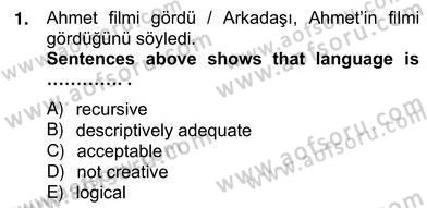 Türkçe Tümce Bilgisi Ve Anlambilim Dersi 2012 - 2013 Yılı (Vize) Ara Sınav Soruları 1. Soru