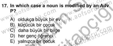 Türkçe Tümce Bilgisi Ve Anlambilim Dersi 2012 - 2013 Yılı (Vize) Ara Sınav Soruları 17. Soru