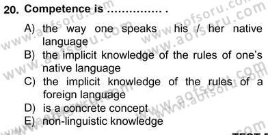 Türkçe Tümce Bilgisi Ve Anlambilim Dersi 2012 - 2013 Yılı (Vize) Ara Sınav Soruları 20. Soru
