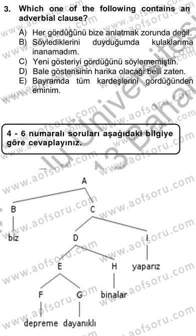 Türkçe Tümce Bilgisi Ve Anlambilim Dersi 2012 - 2013 Yılı (Vize) Ara Sınav Soruları 3. Soru
