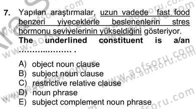 Türkçe Tümce Bilgisi Ve Anlambilim Dersi 2012 - 2013 Yılı (Vize) Ara Sınav Soruları 7. Soru