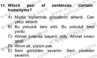 Türkçe Tümce Bilgisi Ve Anlambilim Dersi 2012 - 2013 Yılı (Final) Dönem Sonu Sınav Soruları 11. Soru