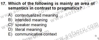 Türkçe Tümce Bilgisi Ve Anlambilim Dersi 2012 - 2013 Yılı (Final) Dönem Sonu Sınav Soruları 17. Soru