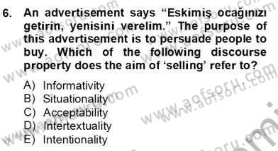 Türkçe Tümce Bilgisi Ve Anlambilim Dersi 2012 - 2013 Yılı (Final) Dönem Sonu Sınav Soruları 6. Soru