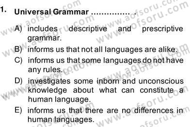 Türkçe Tümce Bilgisi Ve Anlambilim Dersi 2013 - 2014 Yılı (Vize) Ara Sınav Soruları 1. Soru