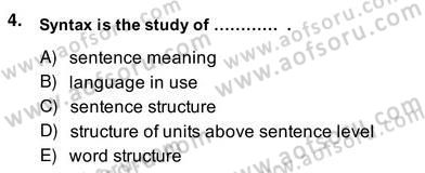 Türkçe Tümce Bilgisi Ve Anlambilim Dersi 2013 - 2014 Yılı (Vize) Ara Sınav Soruları 4. Soru