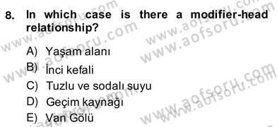 Türkçe Tümce Bilgisi Ve Anlambilim Dersi 2013 - 2014 Yılı (Vize) Ara Sınav Soruları 8. Soru