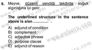 Türkçe Tümce Bilgisi Ve Anlambilim Dersi 2013 - 2014 Yılı (Vize) Ara Sınav Soruları 9. Soru