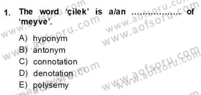 Türkçe Tümce Bilgisi Ve Anlambilim Dersi 2013 - 2014 Yılı (Final) Dönem Sonu Sınav Soruları 1. Soru