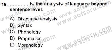 Türkçe Tümce Bilgisi Ve Anlambilim Dersi 2013 - 2014 Yılı (Final) Dönem Sonu Sınav Soruları 16. Soru