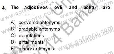 Türkçe Tümce Bilgisi Ve Anlambilim Dersi 2013 - 2014 Yılı (Final) Dönem Sonu Sınav Soruları 4. Soru