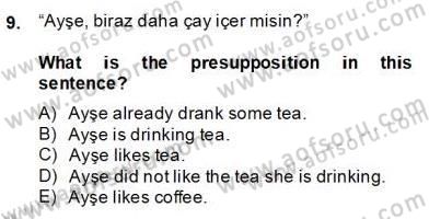 Türkçe Tümce Bilgisi Ve Anlambilim Dersi 2013 - 2014 Yılı (Final) Dönem Sonu Sınav Soruları 9. Soru