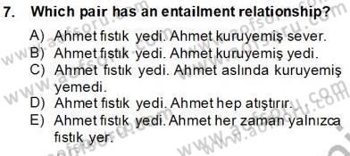 Türkçe Tümce Bilgisi Ve Anlambilim Dersi 2013 - 2014 Yılı Tek Ders Sınav Soruları 7. Soru
