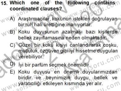 Türkçe Tümce Bilgisi Ve Anlambilim Dersi 2014 - 2015 Yılı (Vize) Ara Sınav Soruları 15. Soru