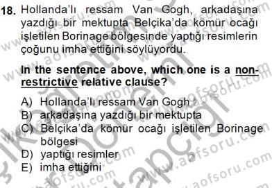 Türkçe Tümce Bilgisi Ve Anlambilim Dersi 2014 - 2015 Yılı (Vize) Ara Sınav Soruları 18. Soru