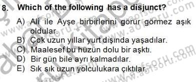Türkçe Tümce Bilgisi Ve Anlambilim Dersi 2014 - 2015 Yılı (Vize) Ara Sınav Soruları 8. Soru