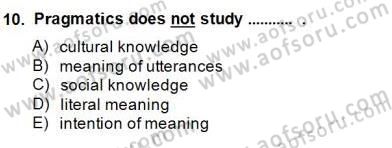 Türkçe Tümce Bilgisi Ve Anlambilim Dersi 2014 - 2015 Yılı (Final) Dönem Sonu Sınav Soruları 10. Soru