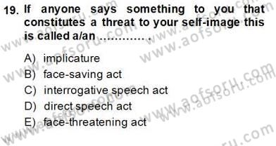 Türkçe Tümce Bilgisi Ve Anlambilim Dersi 2014 - 2015 Yılı (Final) Dönem Sonu Sınav Soruları 19. Soru