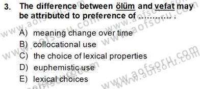 Türkçe Tümce Bilgisi Ve Anlambilim Dersi 2014 - 2015 Yılı (Final) Dönem Sonu Sınav Soruları 3. Soru
