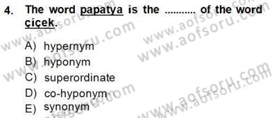 Türkçe Tümce Bilgisi Ve Anlambilim Dersi 2014 - 2015 Yılı (Final) Dönem Sonu Sınav Soruları 4. Soru