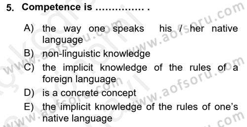 Türkçe Tümce Bilgisi Ve Anlambilim Dersi 2015 - 2016 Yılı Tek Ders Sınav Soruları 5. Soru