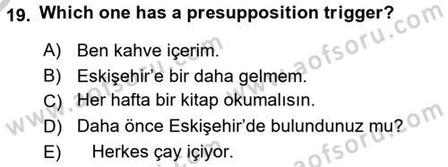 Türkçe Tümce Bilgisi Ve Anlambilim Dersi 2016 - 2017 Yılı 3 Ders Sınav Soruları 19. Soru